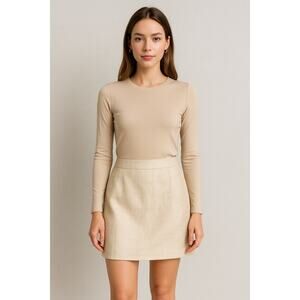 Chic Metallic Textured Gold Beige Mini Skirt Merona Size 4